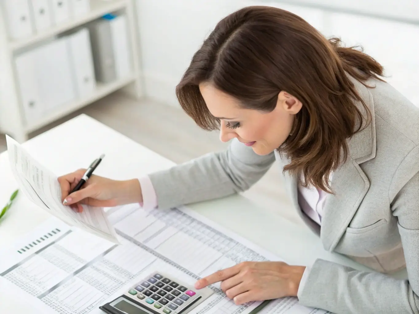 A tax professional is assisting a client with their personal tax return, explaining deductions and credits in a friendly manner.